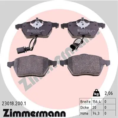 Handler.Part Brake pad set, disc brake ZIMMERMANN 230182001 1