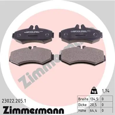 Handler.Part Brake pad set, disc brake ZIMMERMANN 230222051 1