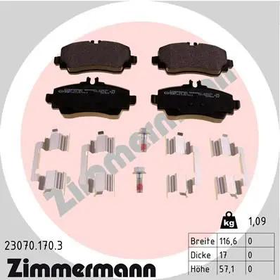 Handler.Part Brake pad set, disc brake ZIMMERMANN 230701703 1