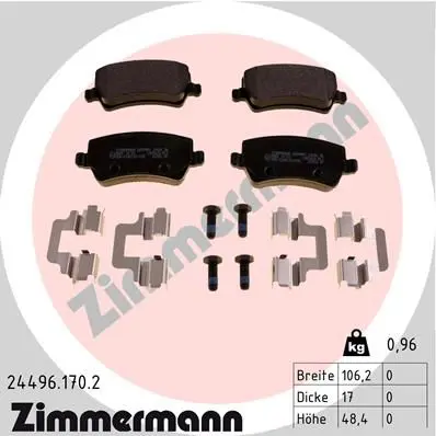 Handler.Part Brake pad set, disc brake ZIMMERMANN 244961702 1