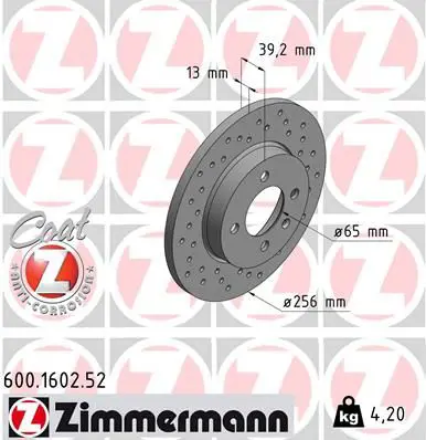 Handler.Part Brake disc ZIMMERMANN 600160252 1