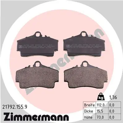 Handler.Part Brake pad set, disc brake ZIMMERMANN 217921559 1