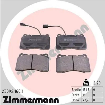 Handler.Part Brake pad set, disc brake ZIMMERMANN 230921601 1