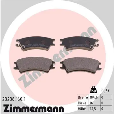 Handler.Part Brake pad set, disc brake ZIMMERMANN 232381601 1