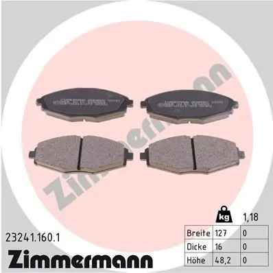 Handler.Part Brake pad set, disc brake ZIMMERMANN 232411601 1