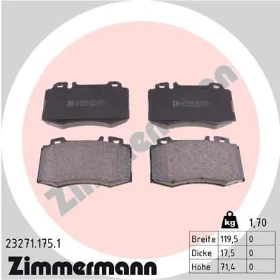 Handler.Part Brake pad set, disc brake ZIMMERMANN 232711751 1