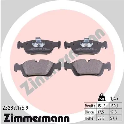 Handler.Part Brake pad set, disc brake ZIMMERMANN 232871759 1