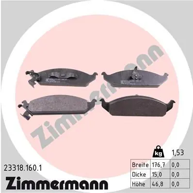 Handler.Part Brake pad set, disc brake ZIMMERMANN 233181601 1