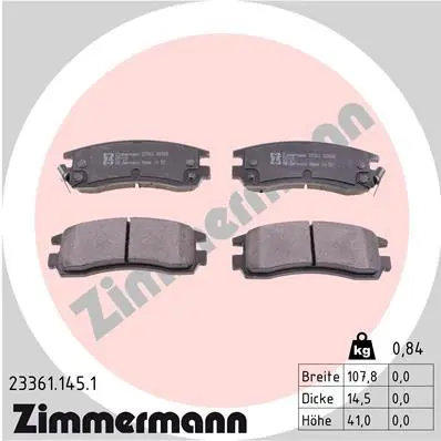 Handler.Part Brake pad set, disc brake ZIMMERMANN 233611451 1