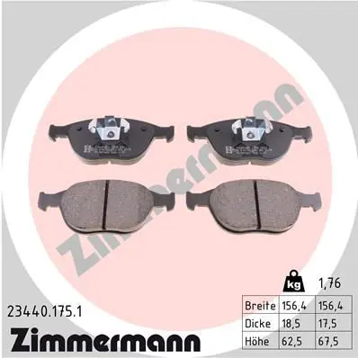 Handler.Part Brake pad set, disc brake ZIMMERMANN 234401751 1