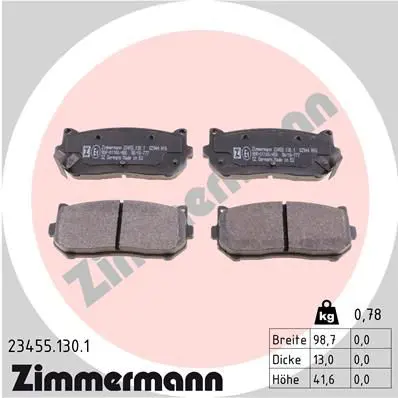 Handler.Part Brake pad set, disc brake ZIMMERMANN 234551301 1