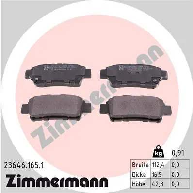 Handler.Part Brake pad set, disc brake ZIMMERMANN 236461651 1