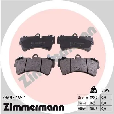 Handler.Part Brake pad set, disc brake ZIMMERMANN 236931651 1