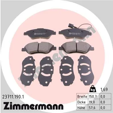 Handler.Part Brake pad set, disc brake ZIMMERMANN 237111901 1