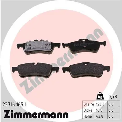 Handler.Part Brake pad set, disc brake ZIMMERMANN 237161651 1