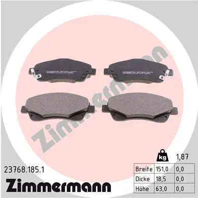 Handler.Part Brake pad set, disc brake ZIMMERMANN 237681851 1