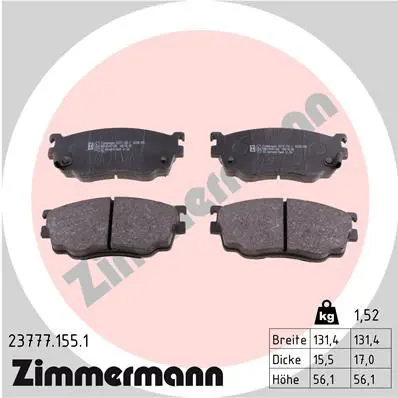 Handler.Part Brake pad set, disc brake ZIMMERMANN 237771551 1