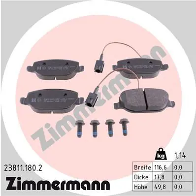 Handler.Part Brake pad set, disc brake ZIMMERMANN 238111802 1