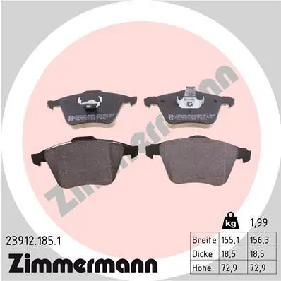 Handler.Part Brake pad set, disc brake ZIMMERMANN 239121851 1