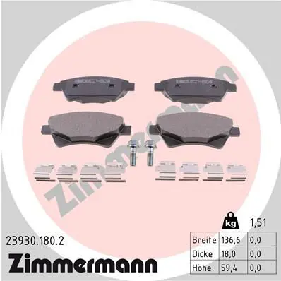 Handler.Part Brake pad set, disc brake ZIMMERMANN 239301802 1