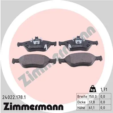 Handler.Part Brake pad set, disc brake ZIMMERMANN 240221781 1