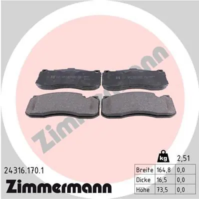 Handler.Part Brake pad set, disc brake ZIMMERMANN 243161701 1