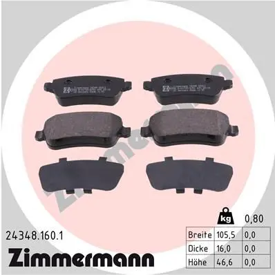 Handler.Part Brake pad set, disc brake ZIMMERMANN 243481601 1