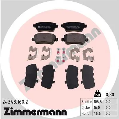 Handler.Part Brake pad set, disc brake ZIMMERMANN 243481602 1