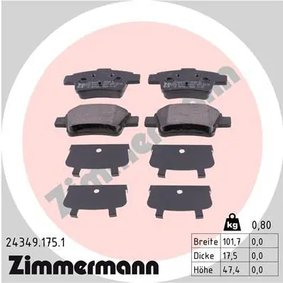 Handler.Part Brake pad set, disc brake ZIMMERMANN 243491751 1