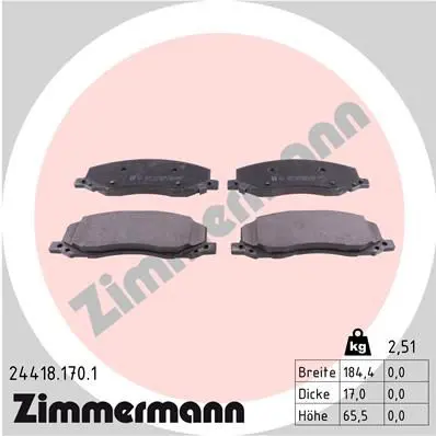 Handler.Part Brake pad set, disc brake ZIMMERMANN 244181701 1