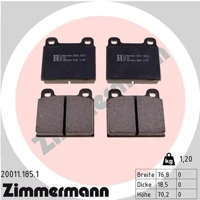 Handler.Part Brake pad set, disc brake ZIMMERMANN 200111851 1