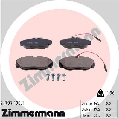 Handler.Part Brake pad set, disc brake ZIMMERMANN 217971951 1