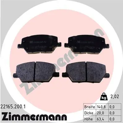 Handler.Part Brake pad set, disc brake ZIMMERMANN 221652001 1