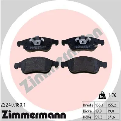 Handler.Part Brake pad set, disc brake ZIMMERMANN 222401801 1