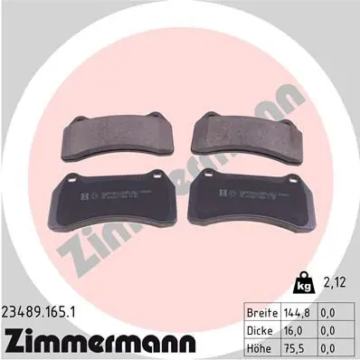 Handler.Part Brake pad set, disc brake ZIMMERMANN 234891651 1