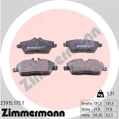 Handler.Part Brake pad set, disc brake ZIMMERMANN 239151751 1