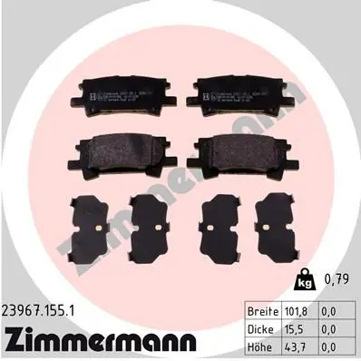 Handler.Part Brake pad set, disc brake ZIMMERMANN 239671551 1