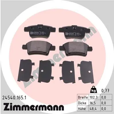 Handler.Part Brake pad set, disc brake ZIMMERMANN 245401651 1