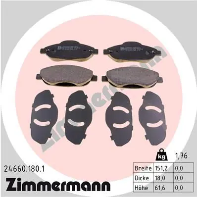 Handler.Part Brake pad set, disc brake ZIMMERMANN 246601801 1