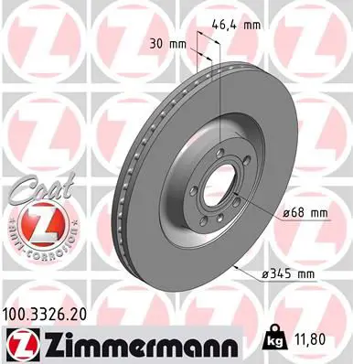 Handler.Part Brake disc ZIMMERMANN 100332620 1