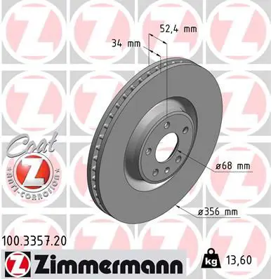 Handler.Part Brake disc ZIMMERMANN 100335720 1