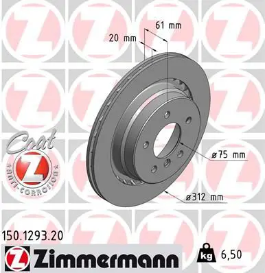 Handler.Part Brake disc ZIMMERMANN 150129320 1