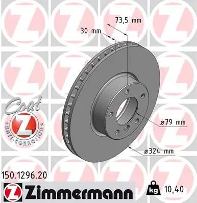 Handler.Part Brake disc ZIMMERMANN 150129620 1