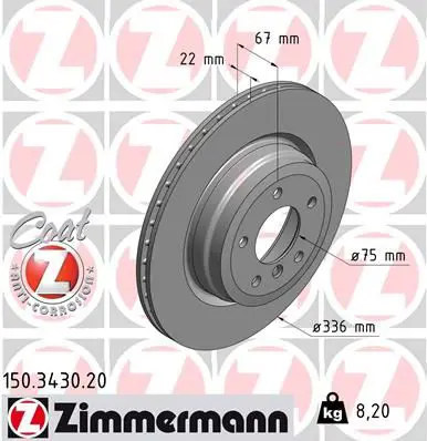 Handler.Part Brake disc ZIMMERMANN 150343020 1