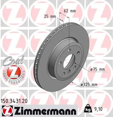 Handler.Part Brake disc ZIMMERMANN 150343120 1