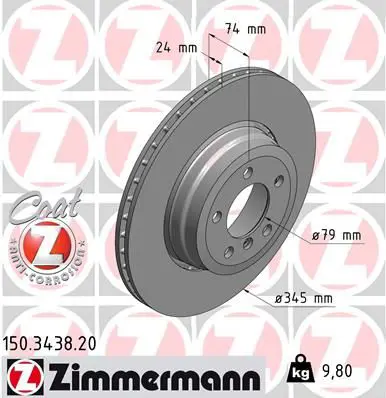 Handler.Part Brake disc ZIMMERMANN 150343820 1