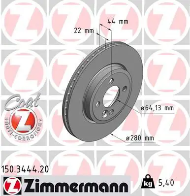 Handler.Part Brake disc ZIMMERMANN 150344420 1