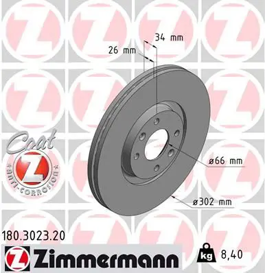 Handler.Part Brake disc ZIMMERMANN 180302320 1