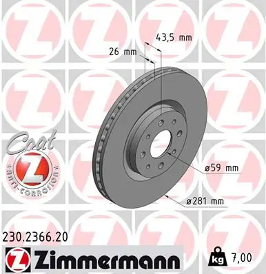 Handler.Part Brake disc ZIMMERMANN 230236620 1