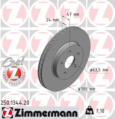 Handler.Part Brake disc ZIMMERMANN 250134420 1